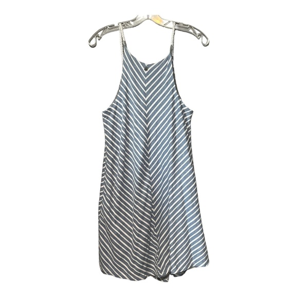 PrAna Stripe Halter Tank Dress Chambray Blue White Nautical Dress W/ Rope Straps - Picture 4 of 6